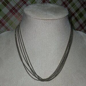 Silver Tone Multi Strand Choker Necklace Vintage Costume Jewelry #100